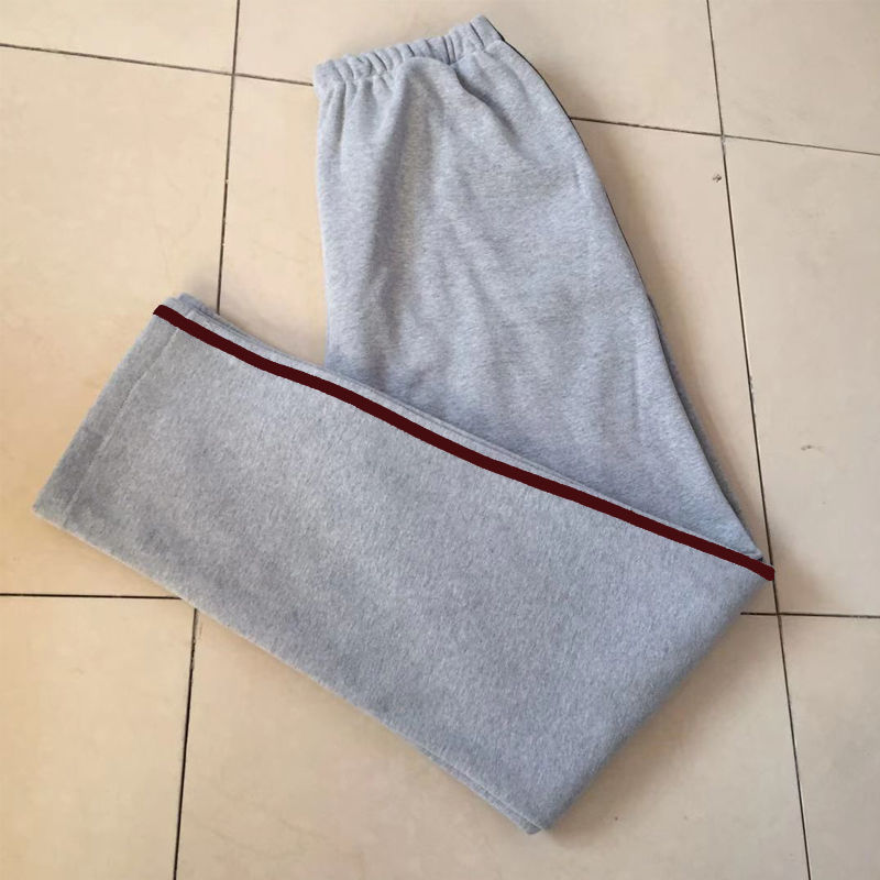 加绒保暖冬季校服神器直筒长裤浅灰色藏蓝一道杠定做运动团体校裤