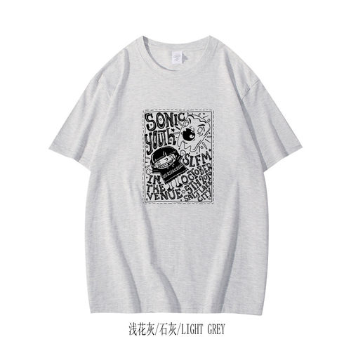手绘音速青年sonic youth punk手工拓印设计感男女纯棉短袖T恤