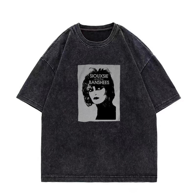 苏克西女妖包豪斯哥特暗黑水洗做旧贴布印刷无袖男女坎肩背心t恤