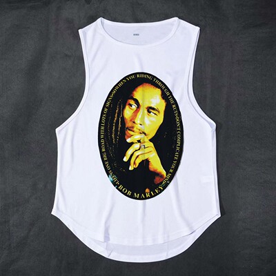 bob marley雷鬼摇滚音乐reggae健身机能户外运动圆下摆背心坎肩T