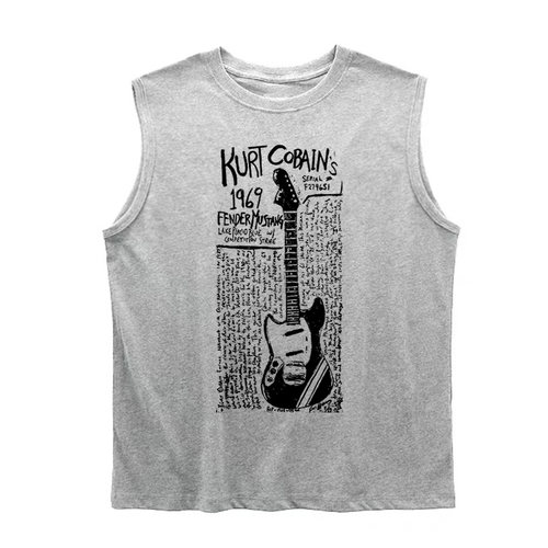 涅槃柯本雷蒙斯平克foo-fighters吉他音乐个性透气印花坎肩背心T