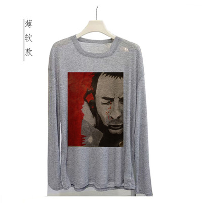 radiohead thom yorke电台司令文艺摇滚宽松垂感男女透气长袖T恤
