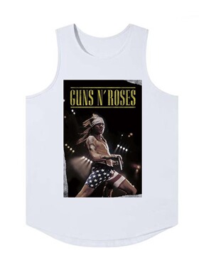 guns n roses摇滚点亮健身激情速干排汗不闷热圆下摆背心坎肩T