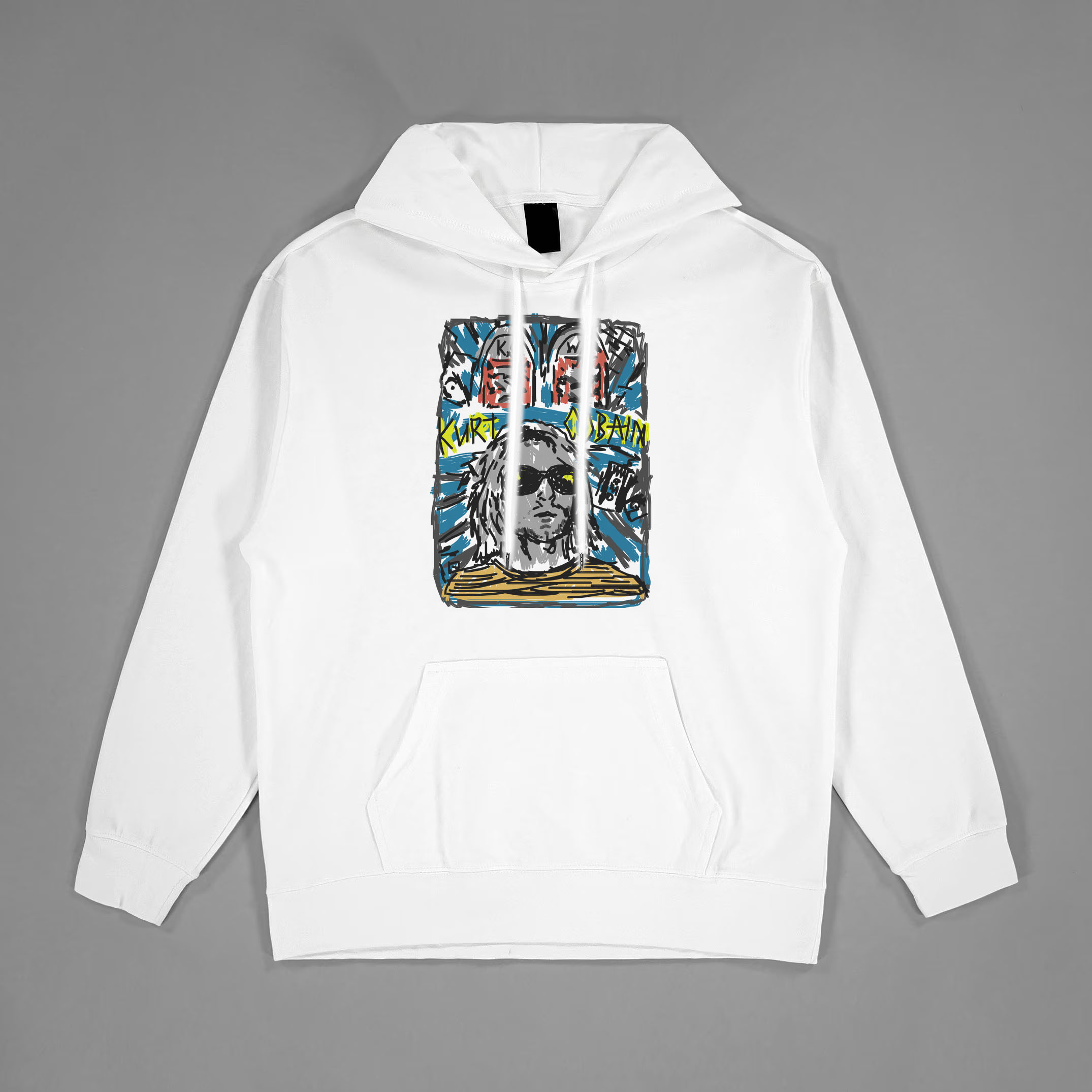 nirvana in utero kurt cobain雌雄同体天使拓印印花帽衫卫衣