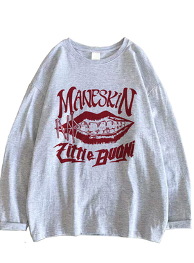 maneskin 流行金属 摇滚 个性张力 喷墨印花男女长袖T恤外穿内搭