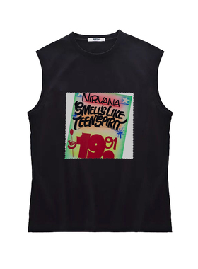 nirvana 涅盘乐队 少年心气 朋克摇滚 贴布印花坎肩无袖 T shirt