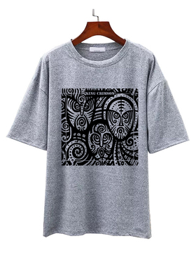 king crimson绯红国王前卫摇滚文艺青年夏季半袖灰色T恤坎肩背心