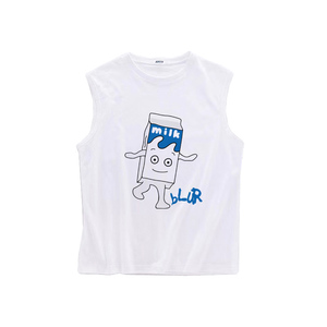 blur模糊乐团可爱牛奶盒子人冰淇淋印花夏季薄款坎肩背心无袖T恤