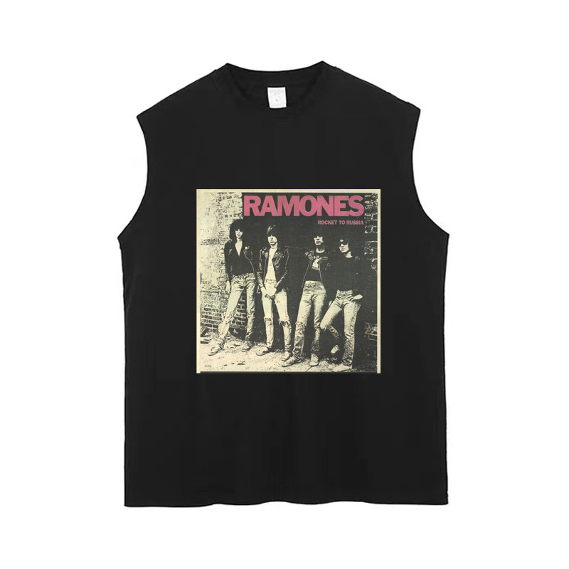 ramones punk rock 三个和弦搞摇滚 复古朋克乐队 纯棉背心无袖T