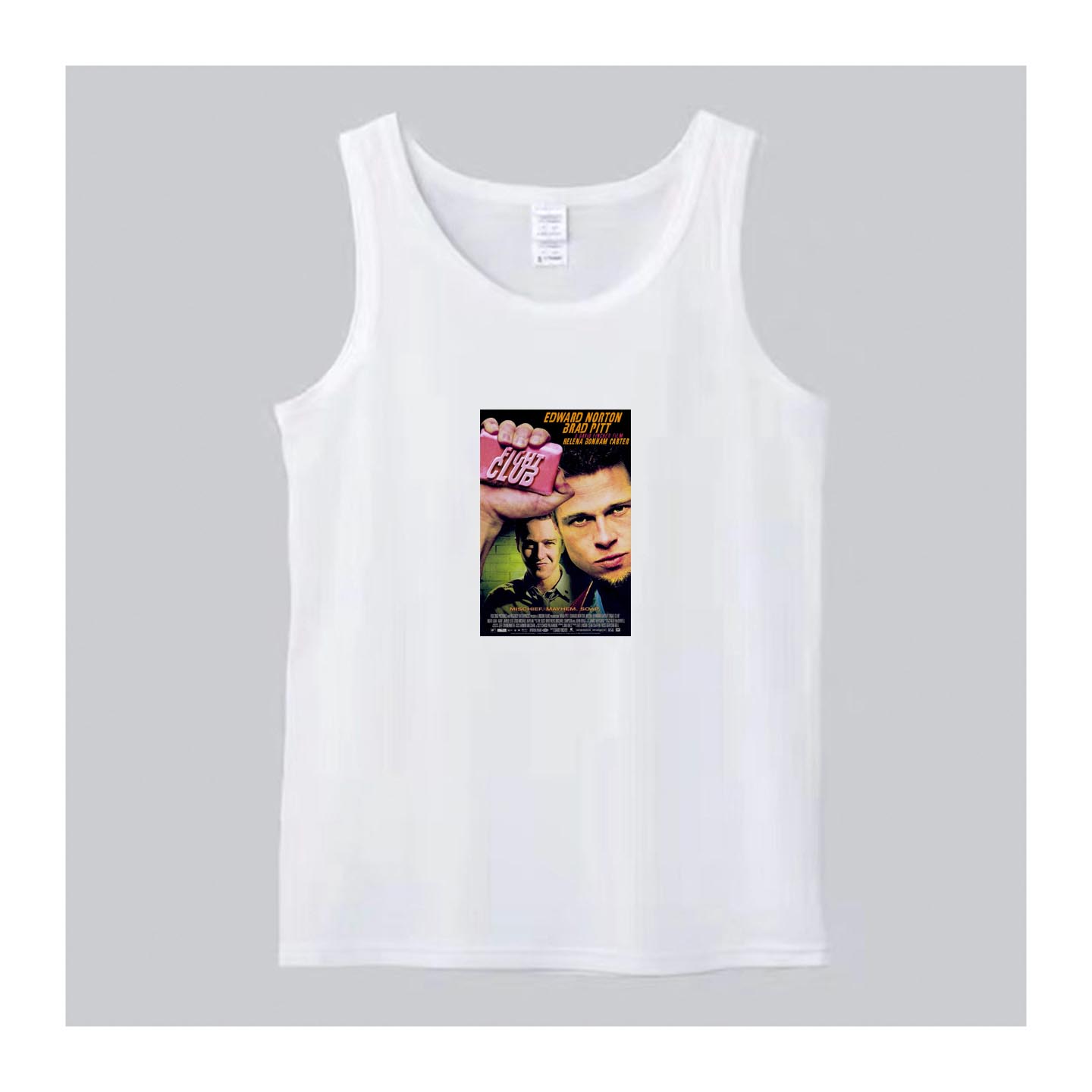 芬奇皮特电影搏击俱乐部 fight club摇滚风男女纯棉拓印吊带背心
