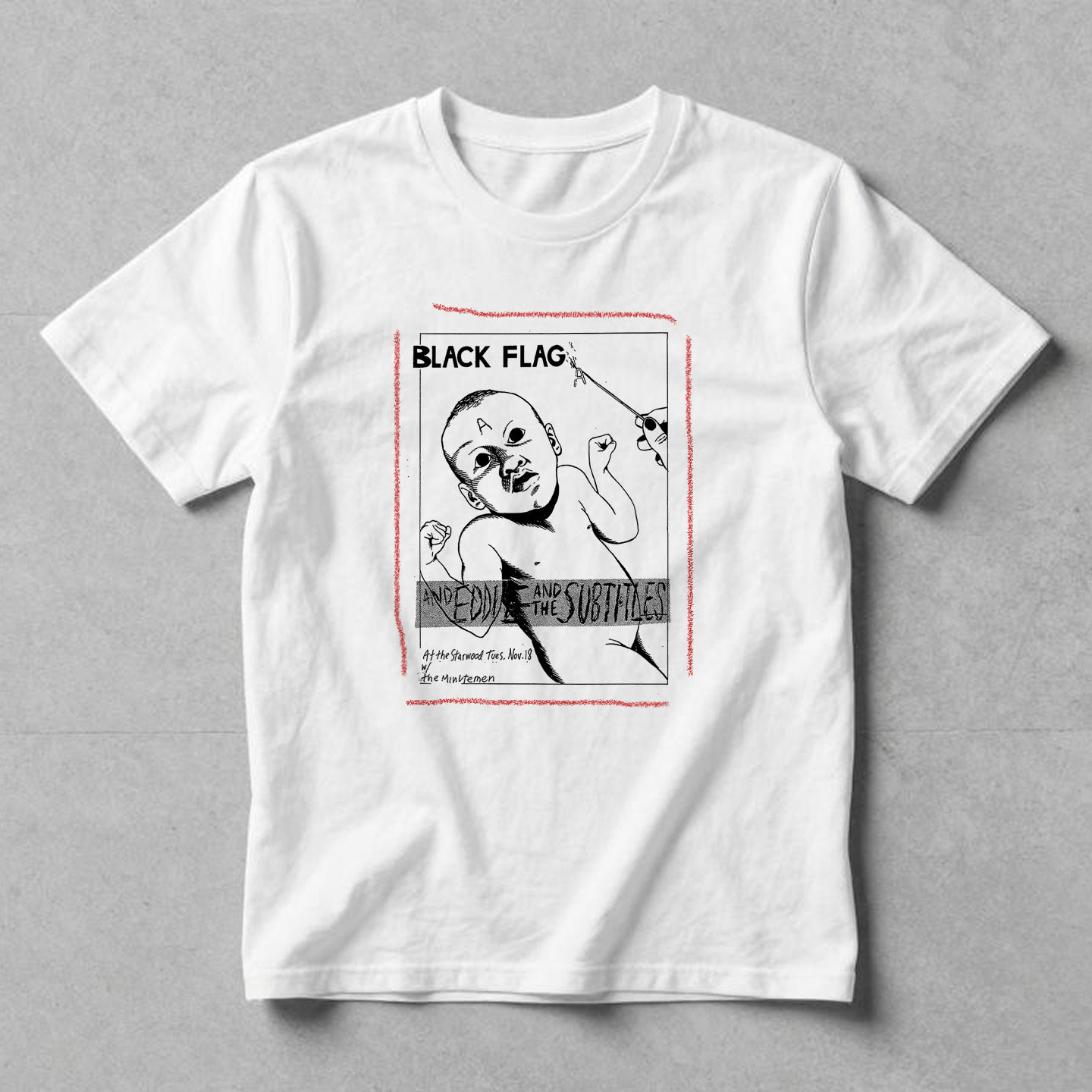 black flag anti flag黑旗朋克手工拓印设计感男女纯棉短袖T恤