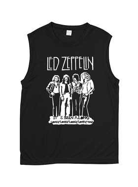 pink-floyd-led-zeppelin平克齐柏林男女纯棉黑灰朋克坎肩无袖T恤