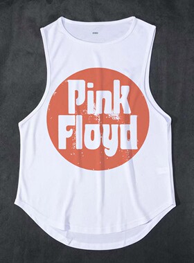 pink floyd led zeppelin喷印男女透气吸汗圆下摆机能背心坎肩T恤