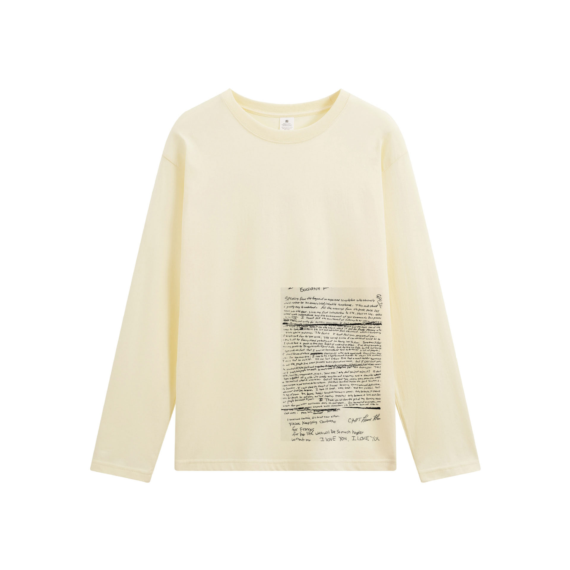 柯本kurt cobain手写笔记拓印手工diy朋克风纯棉秋男女长袖T恤