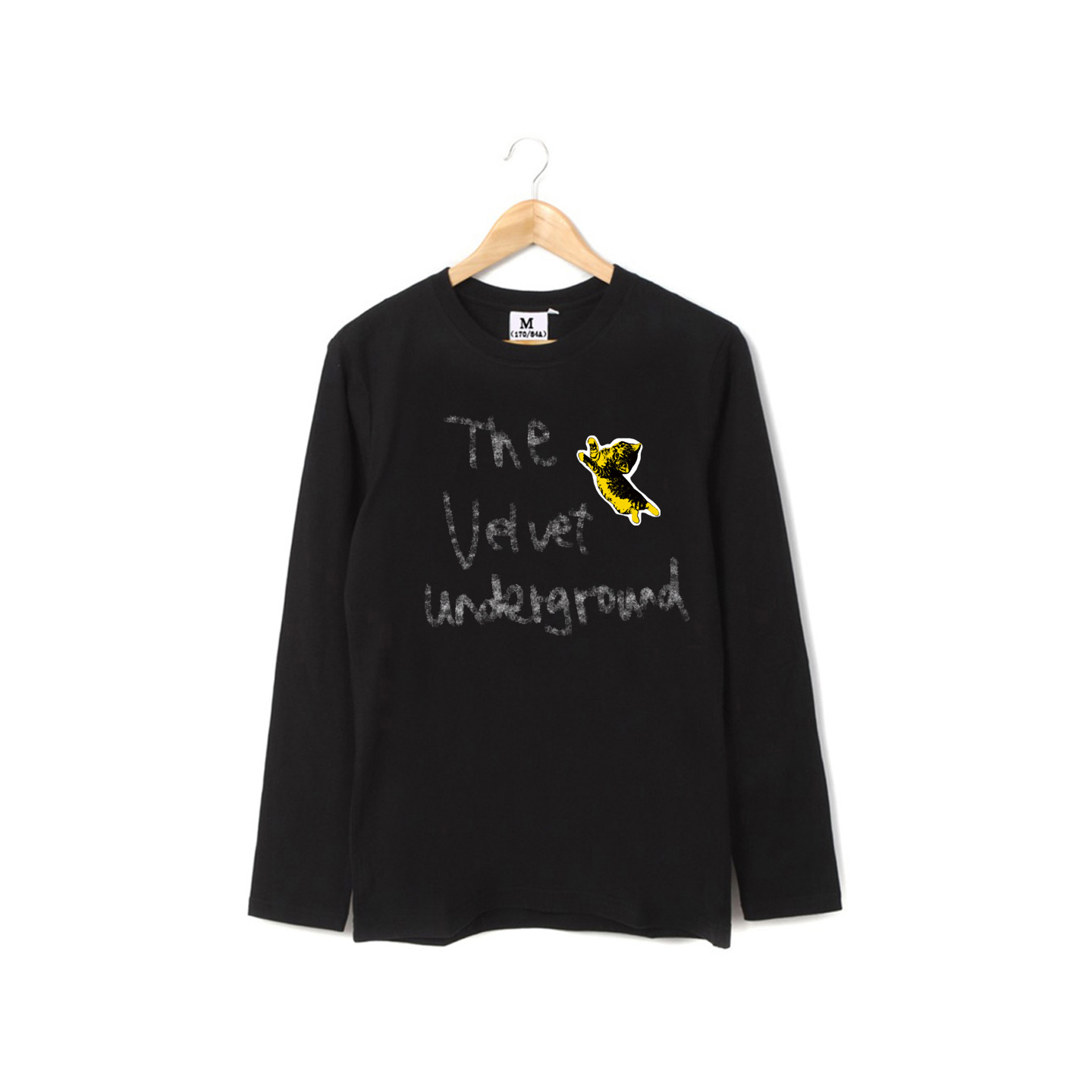 velvet underground地下丝绒趣味小猫朋克手绘文艺摇滚长袖T恤