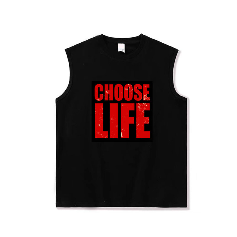 文艺青年滑板朋克猜火车choose life控制欲望圆领纯棉无袖坎肩t恤