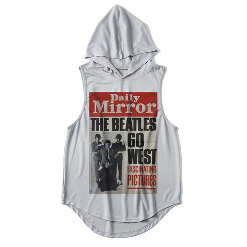 圆下摆连帽无袖-复古披头士Beatles男女健身跑步运动坎肩背心叠穿
