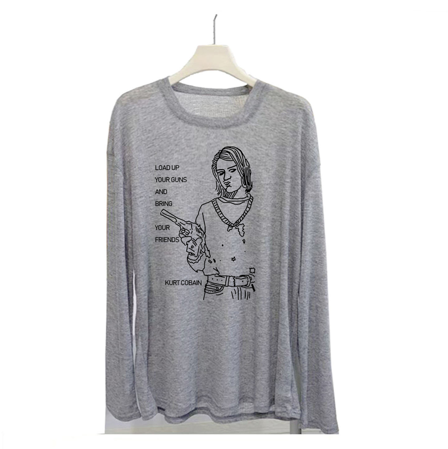 柯本 kurt cobain 涅盘grunge薄款宽松垂感男女透气长袖T恤