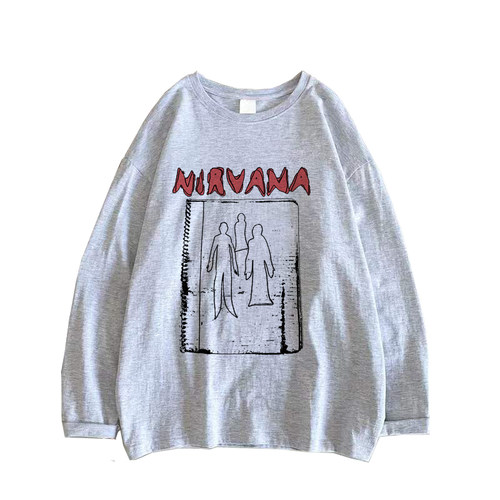 nirvana kurt cobain涅盘摇滚乐队 喷墨印花 男女春秋柔软长袖T恤