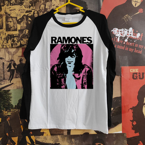 ramones hey oh lets go经典朋克乐手薄款春夏拼接男女长袖T恤