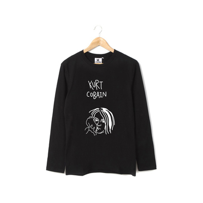kurt cobain nirvana涅盘笑脸暗黑朋克手绘男女纯棉长袖T恤卫衣