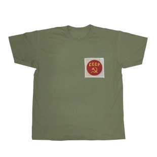cccp复古怀旧文艺风便利贴设计男女同款 T恤 军绿黑灰纯棉宽松短袖