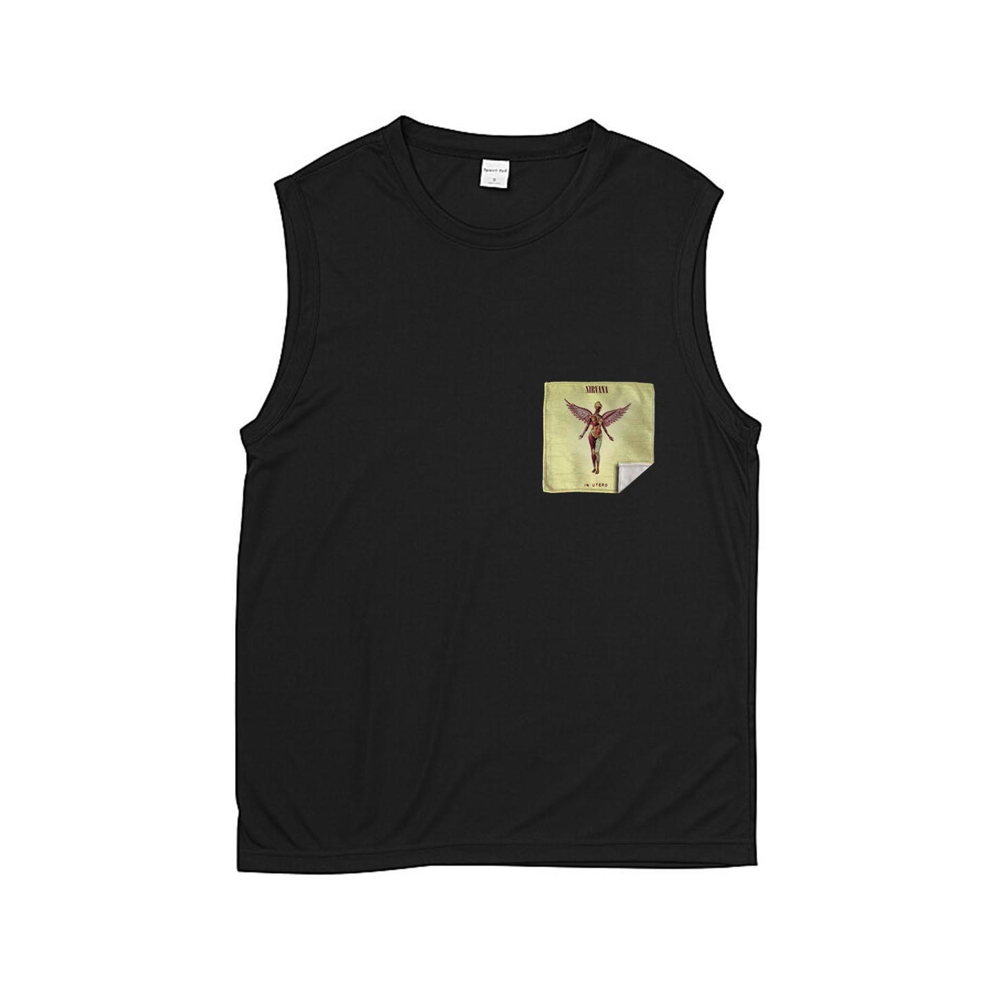 便利贴设计kurt柯本涅磐天使翅膀乐队亚文化坎肩无袖T背心