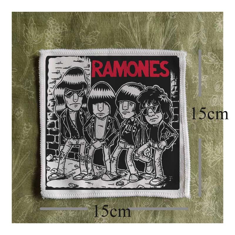 ramones punk rock diy桃皮绒喷印朋克风布贴包包衣服配件装饰