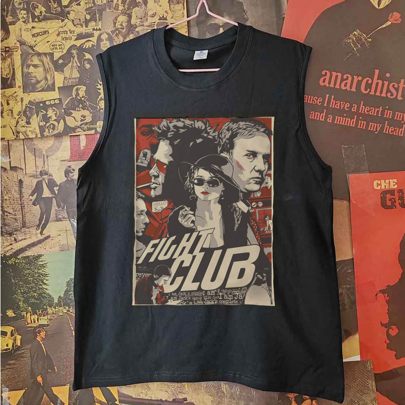 fight -club 搏击俱乐部朋克摇滚电影贴布印花纯棉背心无袖T恤