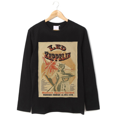 led zeppelin 经典复古摇滚乐队贴布印花男女纯棉圆领长袖T恤卫衣