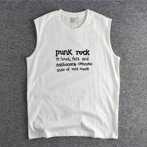 朋克音乐的定义punk rock手绘趣味极简设计感男女纯棉坎肩无袖T