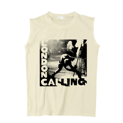 the clash 冲撞乐队 london calling 伦敦呼叫 朋克圆领坎肩无袖T