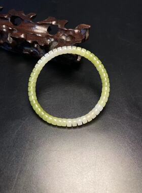 天然新疆和田玉黄口料老型珠手串手链直径6MM