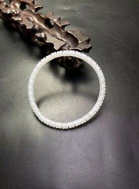 天然新疆和田玉且末料白玉直切竹节款手串手链直径6MM