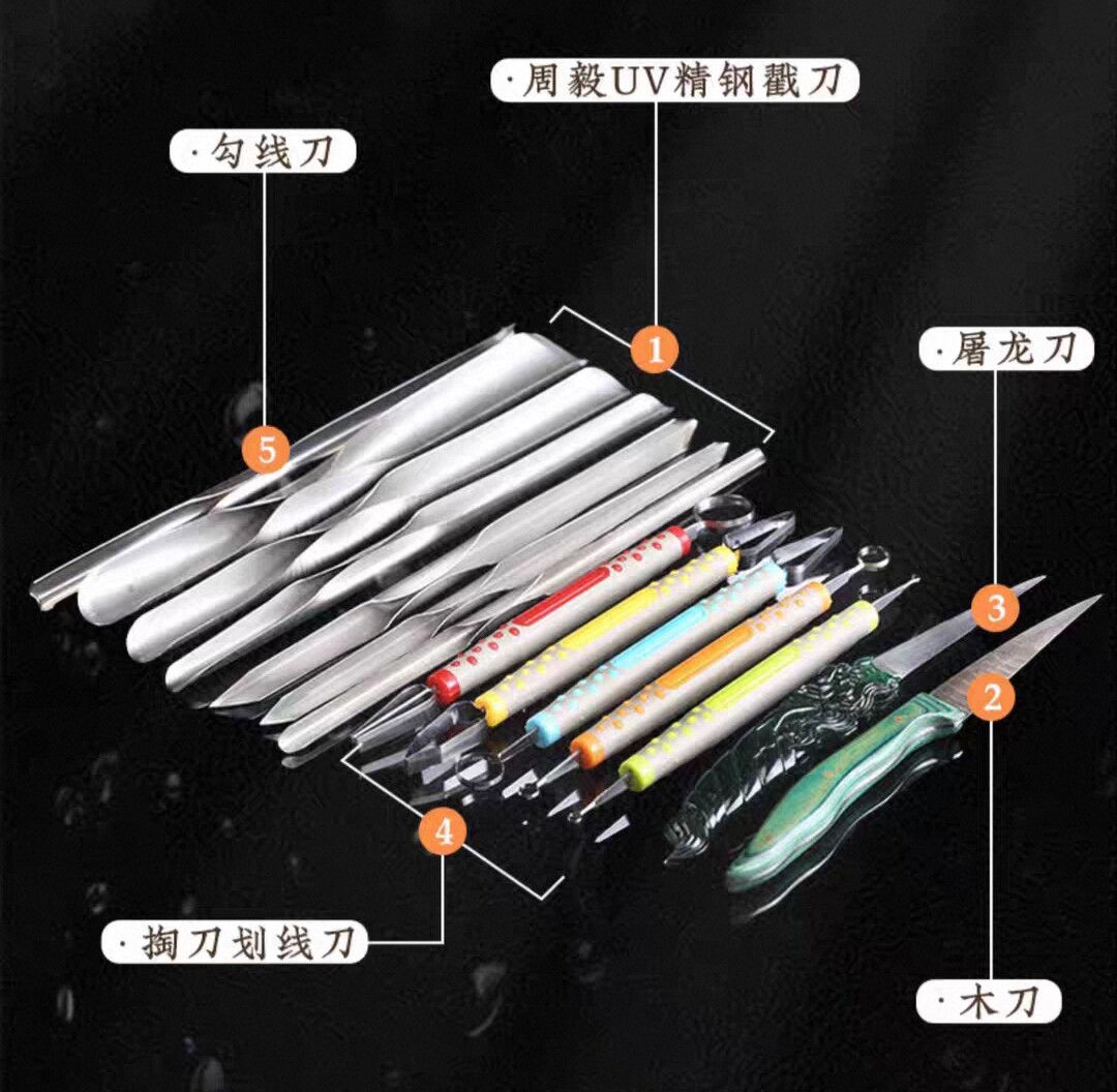 周毅雕刻刀厨师屠龙主刀套装水果雕刻不锈钢戳刀拉刻刀套装