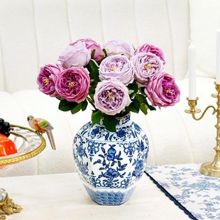 高档摆件摆设花器装 新中式 客厅电视柜餐桌装 饰青花陶瓷花瓶 饰品
