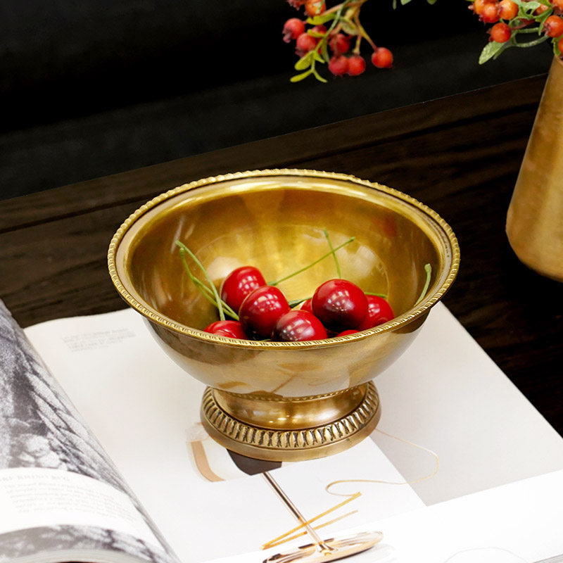 进口黄铜复古简约高脚小果碗果盘收纳盘坚固耐用全铜干果糖果杯
