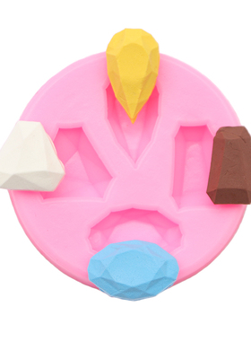 复古欧式4连水晶钻石硅胶蛋糕翻糖模具DIY烘焙装饰模巧克力冰块模