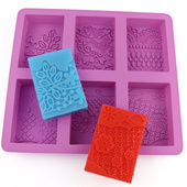 6连不同花纹手工皂模自制香皂模具肥皂模DIY硅胶蛋糕模石膏模具