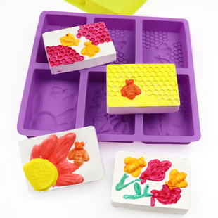 6连长方块蜜蜂蜂巢款手工皂硅胶模具肥皂香皂模具diy烘培蛋糕模具