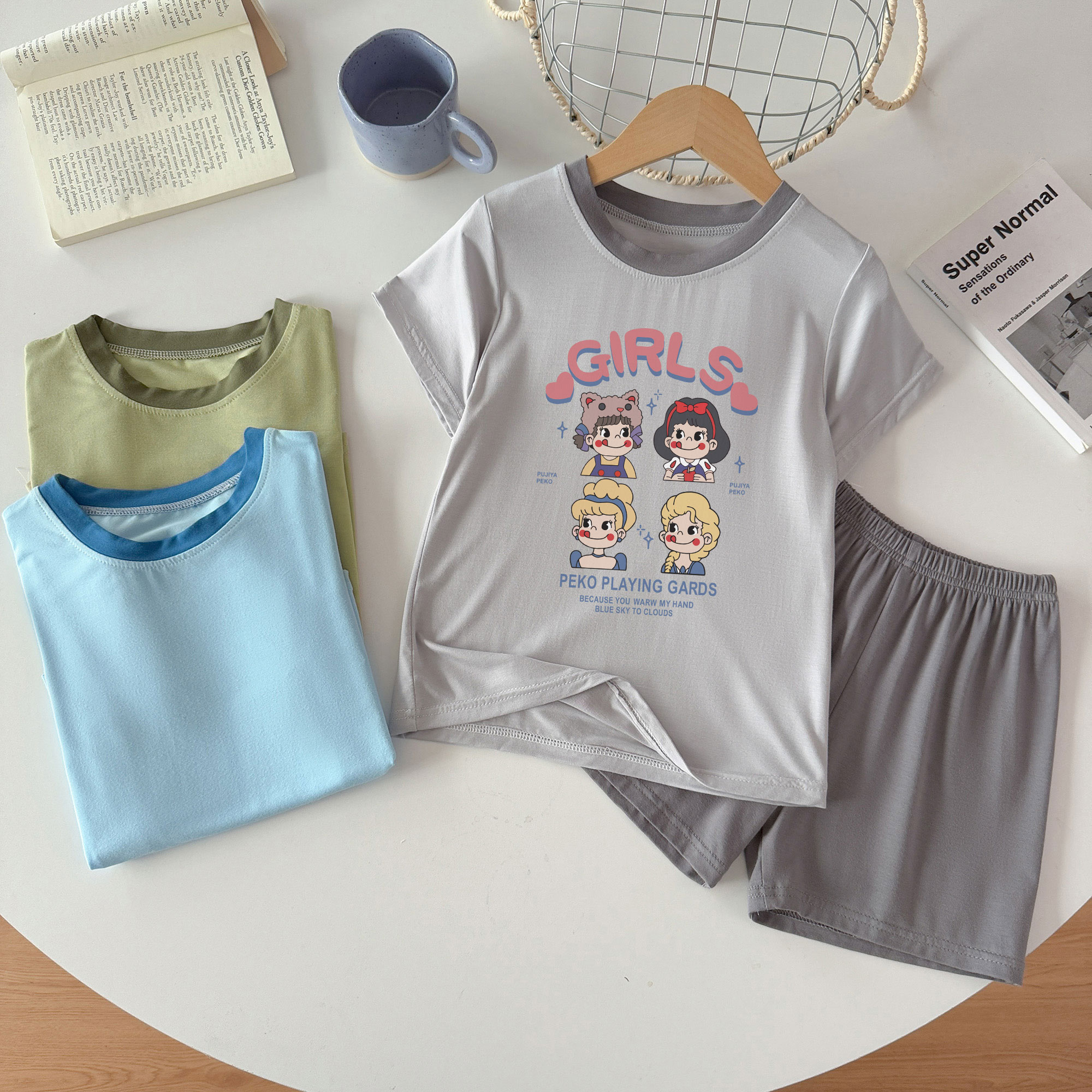 卡通不二家女孩儿童睡衣男童夏季睡衣/家居服套装