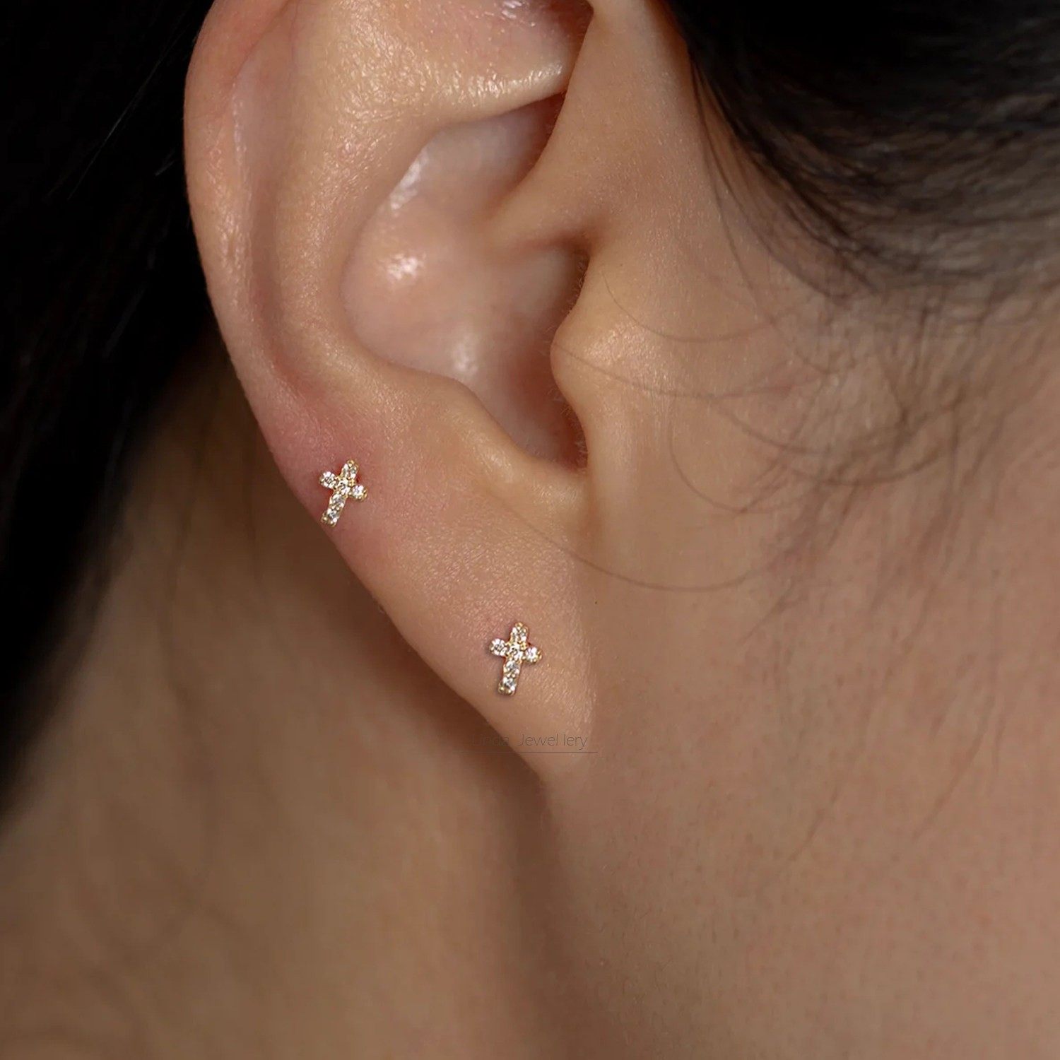 通体925纯银十字架耳钉女小众轻奢睡觉免摘K金色耳饰防过敏养耳洞,饰品/流行首饰/时尚饰品新,耳环,淘宝优惠券,粉丝福利购,淘宝优惠卷