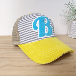 出口日本单 韩版直销夏季防晒棒球帽鸭舌帽刺绣网帽出游ins荧光黄