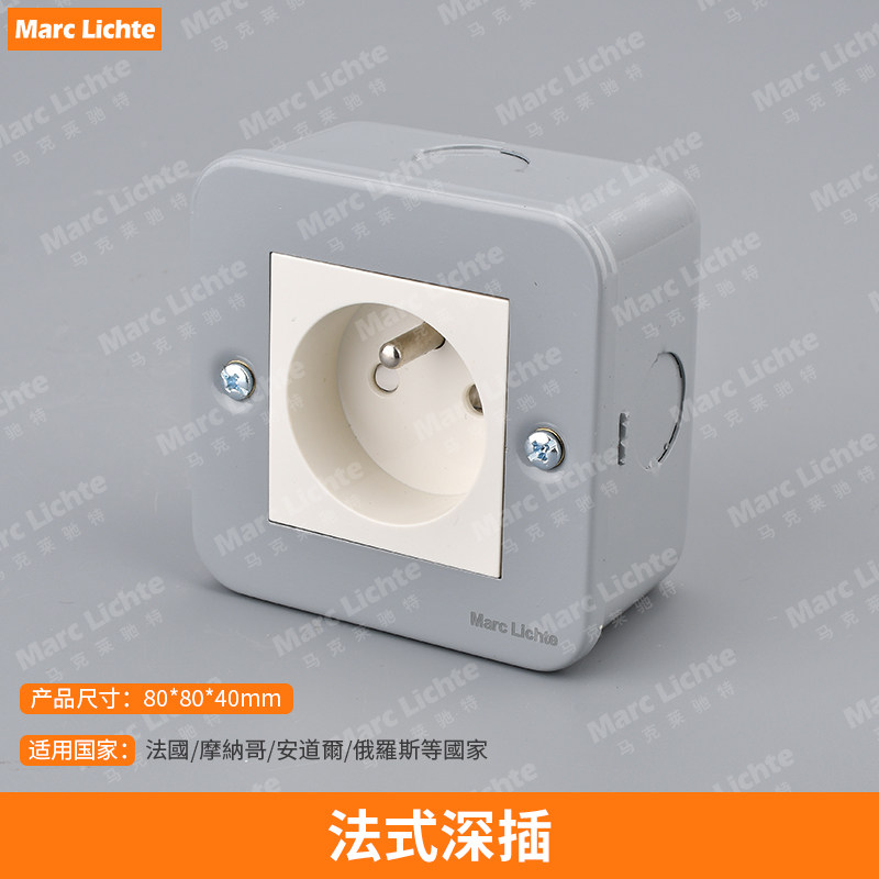 80型明装铁壳欧式法标二孔