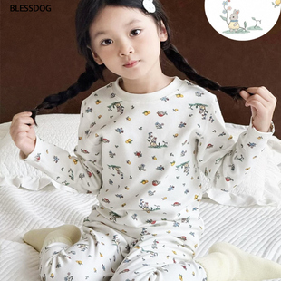 BLESSDOG蓝狗家秋冬新款鹿绒女童保暖内衣套装加厚儿童棉内衣裤