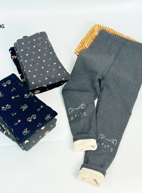 BLESSDOG蓝狗家儿童加绒打底裤男女童保暖裤高腰无骨澳绒加绒长裤