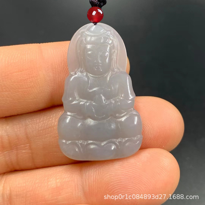 新疆和田玉烟灰色吊坠男女款小菩萨玉坠挂件紫罗兰菩萨坠