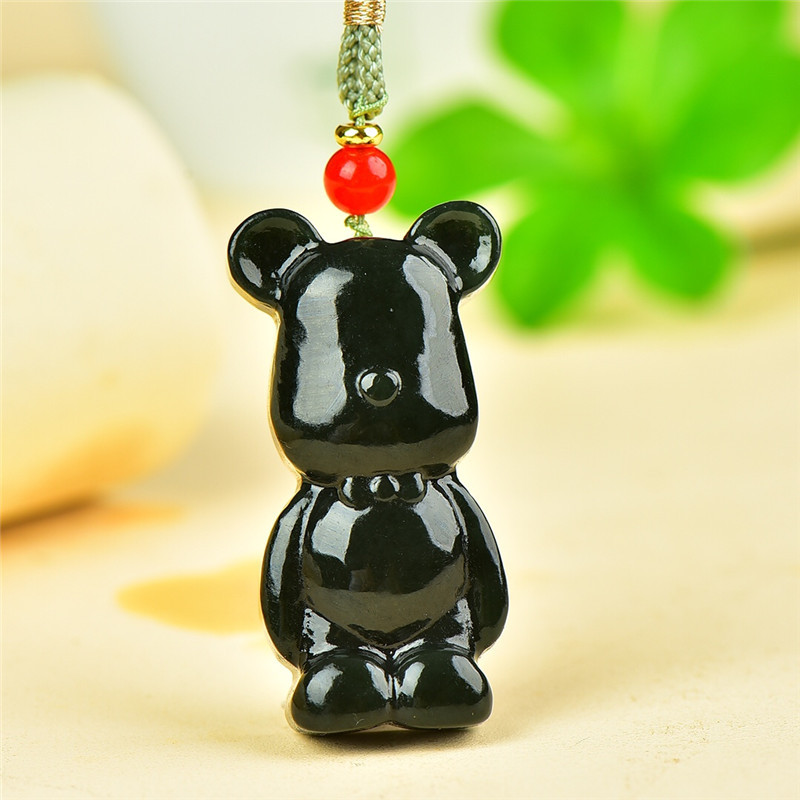 和田玉小熊吊坠青玉竹节挂件男女款节节高升玉石项链礼品