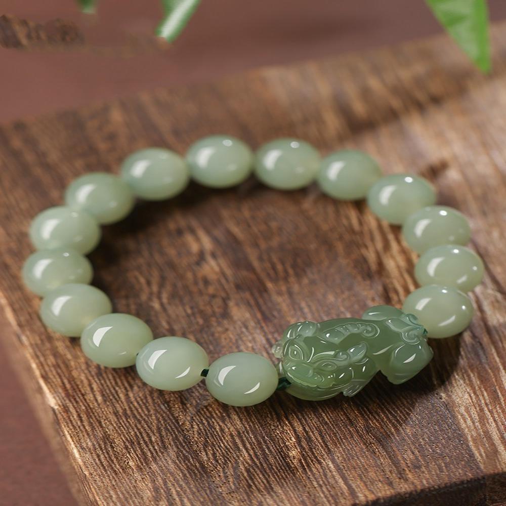 老坑晴水和田玉貔貅手链