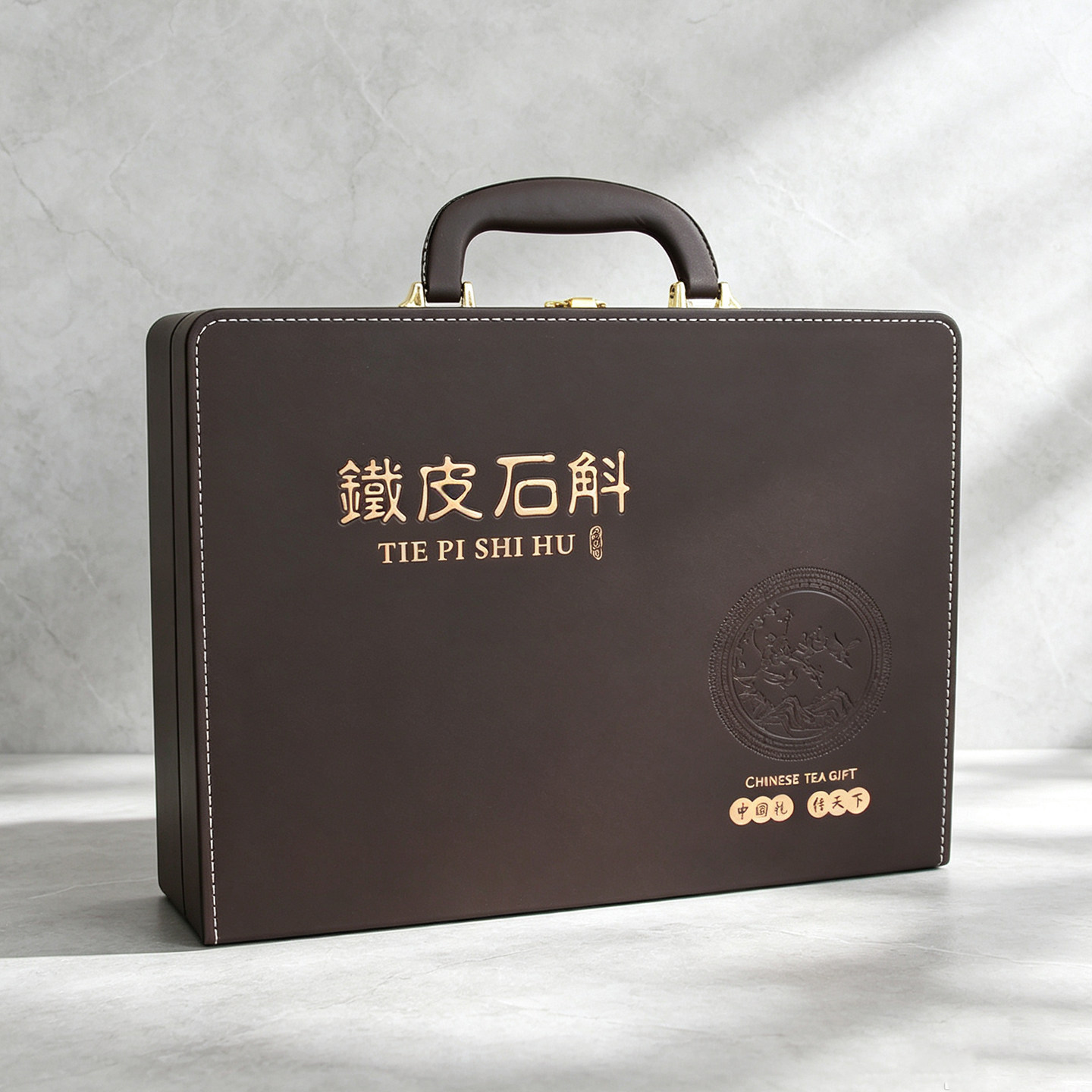 铁皮石斛包装盒高档霍山石斛礼盒100克250克枫斗礼品盒皮盒空盒子
